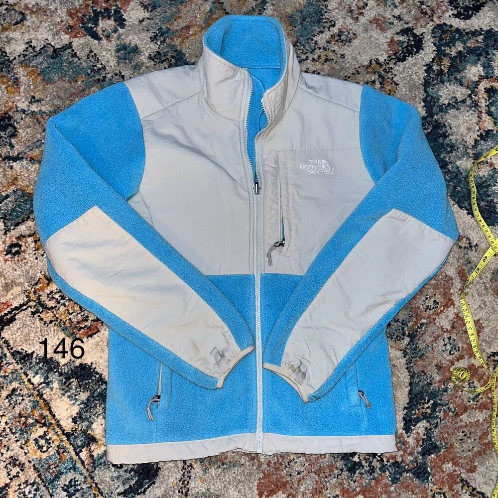 The North Face Denali Fleece Jacket Women Small Turquoise Blue Gray Full Zip